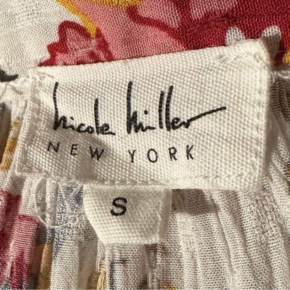 Nicole Miller Multicolored Floral Printed Sheer Blouse size Small - Picture 5 of 7